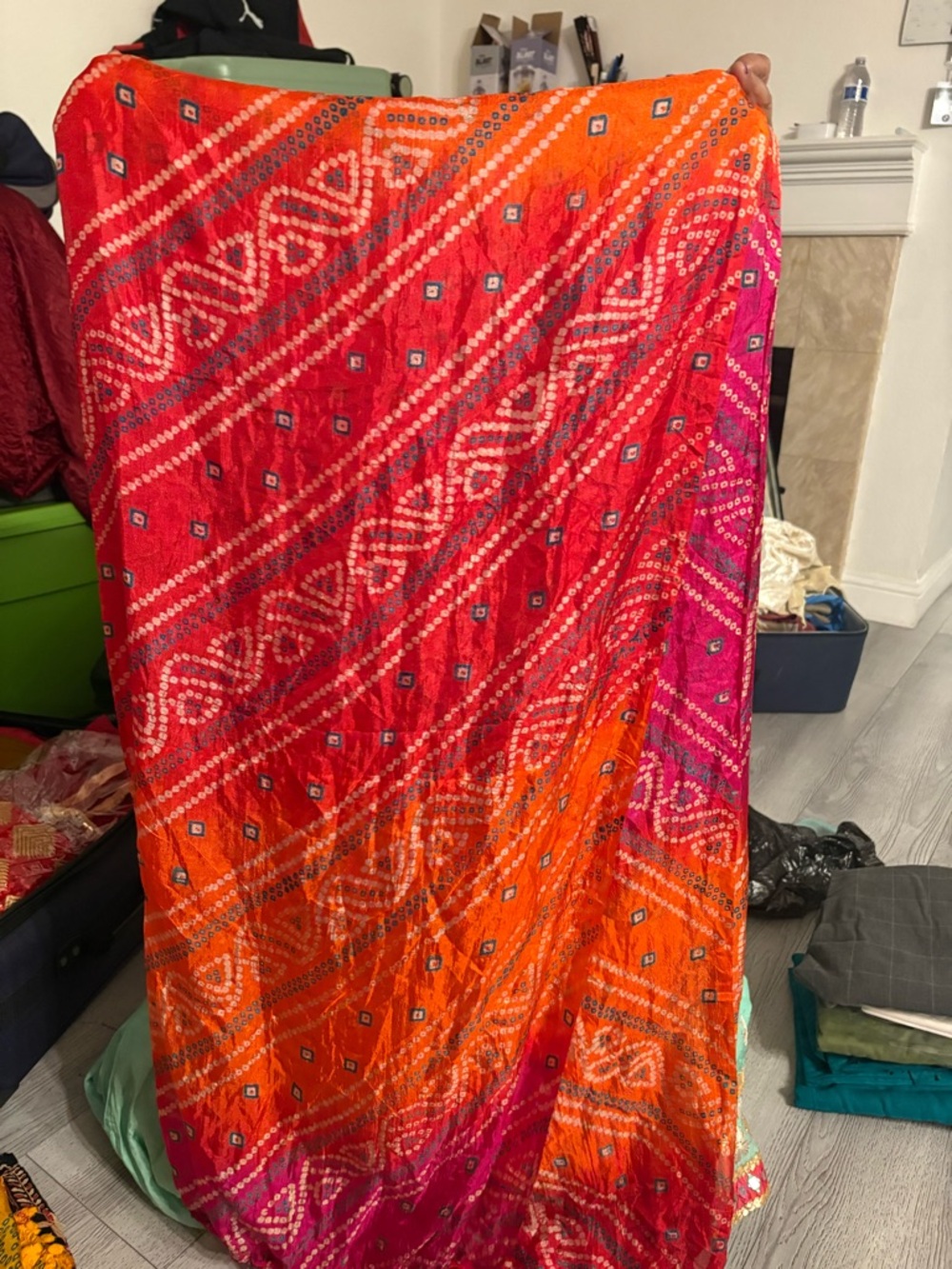Vibrant Orange-Pink Bandhani Printed Dupatta